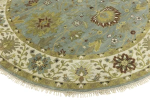 Blue-gray Floral Osh Chobi 8X8 Oriental Round Rug