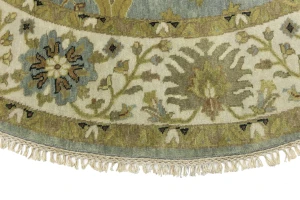 Blue-gray Floral Osh Chobi 8X8 Oriental Round Rug