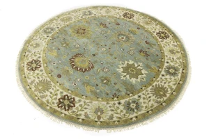 Blue-gray Floral Osh Chobi 8X8 Oriental Round Rug