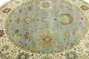 Blue-gray Floral Osh Chobi 8X8 Oriental Round Rug