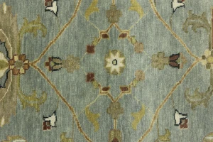Blue-gray Floral Osh Chobi 8X8 Oriental Round Rug