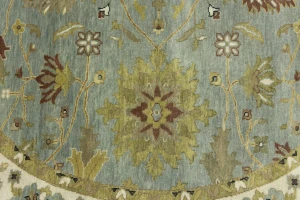Blue-gray Floral Osh Chobi 8X8 Oriental Round Rug