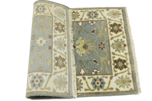 Blue-gray Floral Osh Chobi 2x3 Oriental Area Rug