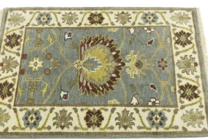Blue-gray Floral Osh Chobi 2x3 Oriental Area Rug