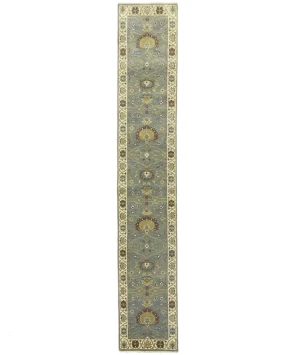 Blue-gray Floral Osh Chobi 2'5X14 Oriental Runner Rug