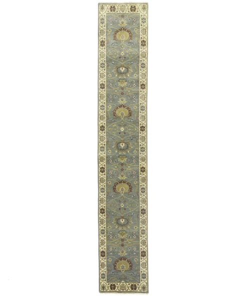 Blue-gray Floral Osh Chobi 2'5X14 Oriental Runner Rug