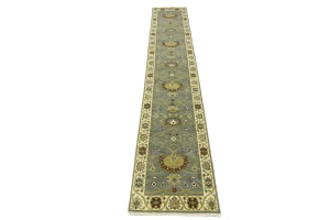Blue-gray Floral Osh Chobi 2'5X14 Oriental Runner Rug