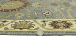 Blue-gray Floral Osh Chobi 2'5X14 Oriental Runner Rug