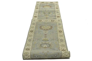 Blue-gray Floral Osh Chobi 2'5X14 Oriental Runner Rug
