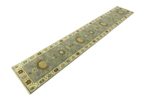 Blue-gray Floral Osh Chobi 2'5X14 Oriental Runner Rug