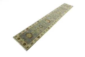 Blue-gray Floral Osh Chobi 2'5X14 Oriental Runner Rug