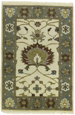 Cream Floral 2X3 Osh Chobi Oriental Rug
