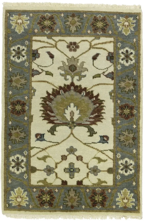 Cream Floral 2X3 Osh Chobi Oriental Rug