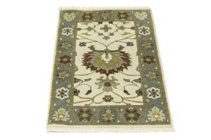 Cream Floral 2X3 Osh Chobi Oriental Rug