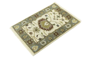 Cream Floral 2X3 Osh Chobi Oriental Rug