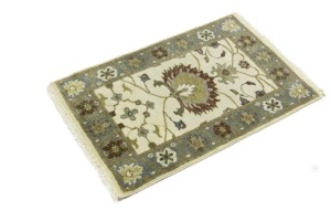 Cream Floral 2X3 Osh Chobi Oriental Rug