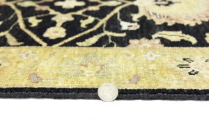 Black Floral 2'5x7'11 Osh Chobi Oriental Runner Rug