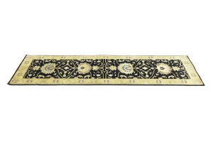Black Floral 2'5x7'11 Osh Chobi Oriental Runner Rug