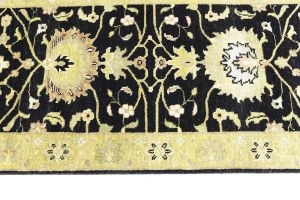 Black Floral 2'5x7'11 Osh Chobi Oriental Runner Rug