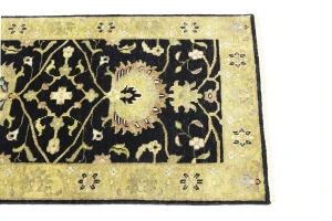 Black Floral 2'5x7'11 Osh Chobi Oriental Runner Rug