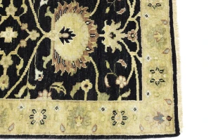 Black Floral Traditional 2'7X11'9 Osh Chobi Oriental Runner Rug