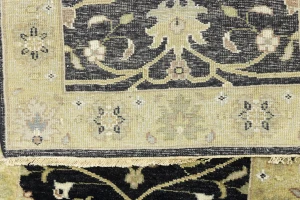 Black Floral Traditional 2'7X11'9 Osh Chobi Oriental Runner Rug