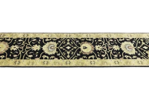 Black Floral Traditional 2'7X11'9 Osh Chobi Oriental Runner Rug
