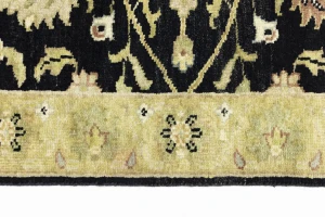 Black Floral Traditional 2'7X11'9 Osh Chobi Oriental Runner Rug