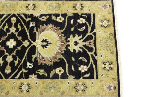 Black Floral Traditional 2'5x13'11 Osh Chobi Oriental Runner Rug