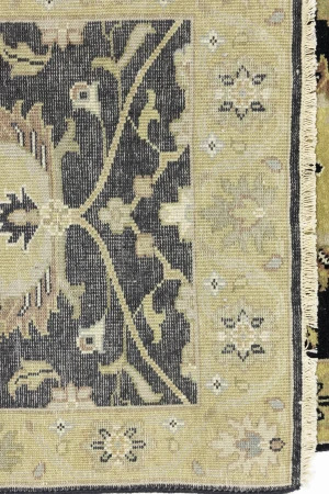 Black Floral Traditional 2'5x13'11 Osh Chobi Oriental Runner Rug