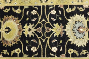 Black Floral Traditional 2'5x13'11 Osh Chobi Oriental Runner Rug