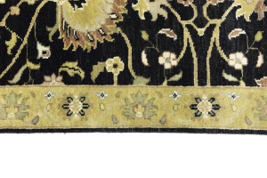 Black Floral Traditional 2'5x13'11 Osh Chobi Oriental Runner Rug