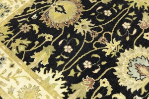 Black Traditional Floral 4x6 Oushak Chobi Oriental Rug