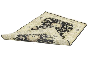 Black Traditional Floral 4x6 Oushak Chobi Oriental Rug
