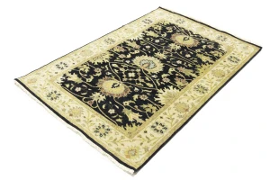 Black Traditional Floral 4x6 Oushak Chobi Oriental Rug
