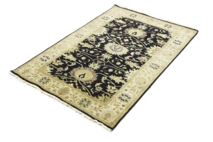Black Traditional Floral 4x6 Oushak Chobi Oriental Rug
