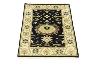 Black Traditional Floral 2X3 Oushak Chobi Oriental Rug
