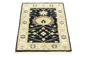 Black Traditional Floral 2X3 Oushak Chobi Oriental Rug