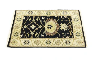 Black Traditional Floral 2X3 Oushak Chobi Oriental Rug