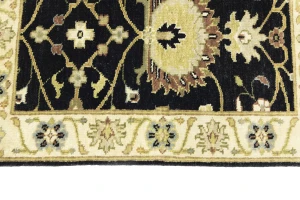 Black Traditional Floral 2X3 Oushak Chobi Oriental Rug
