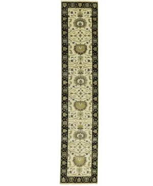 Cream Floral Transitional 2'5X12 Oushak Chobi Oriental Runner Rug