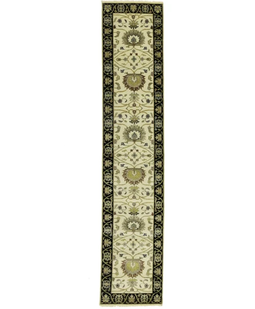 Cream Floral Transitional 2'5X12 Oushak Chobi Oriental Runner Rug