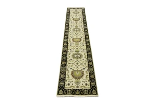 Cream Floral Transitional 2'5X12 Oushak Chobi Oriental Runner Rug