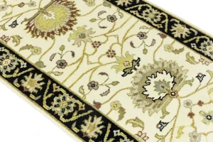 Cream Floral Transitional 2'5X12 Oushak Chobi Oriental Runner Rug
