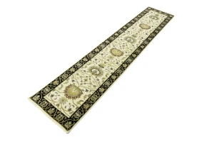 Cream Floral Transitional 2'5X12 Oushak Chobi Oriental Runner Rug