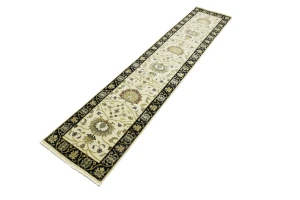 Cream Floral Transitional 2'5X12 Oushak Chobi Oriental Runner Rug