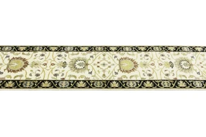 Cream Floral Transitional 2'5X12 Oushak Chobi Oriental Runner Rug