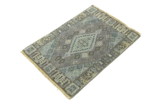 Muted Taupe Tribal 2X3 Indo-Joshaghan Oriental Rug
