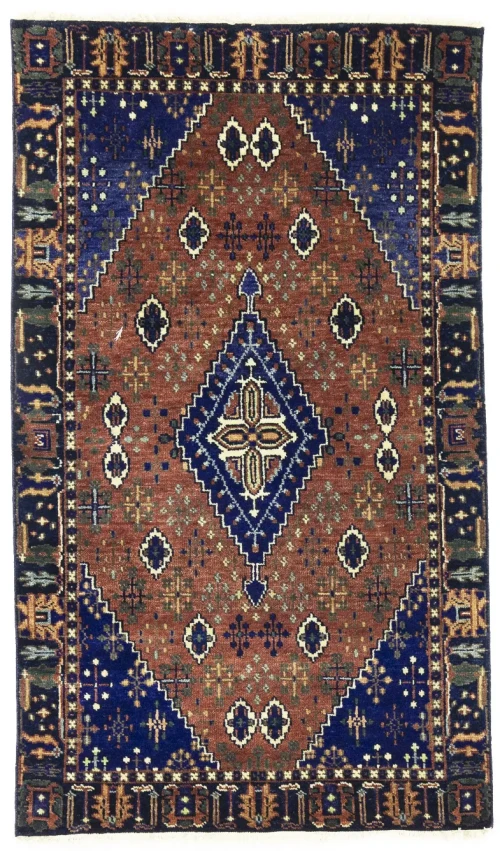 Rust & Navy Tribal 3X5 Indo-Joshaghan Oriental Rug
