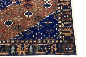 Rust & Navy Tribal 3X5 Indo-Joshaghan Oriental Rug